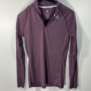 Adidas Maroon Purple Long Sleeve Running Pullover Quarter Zip Size Small